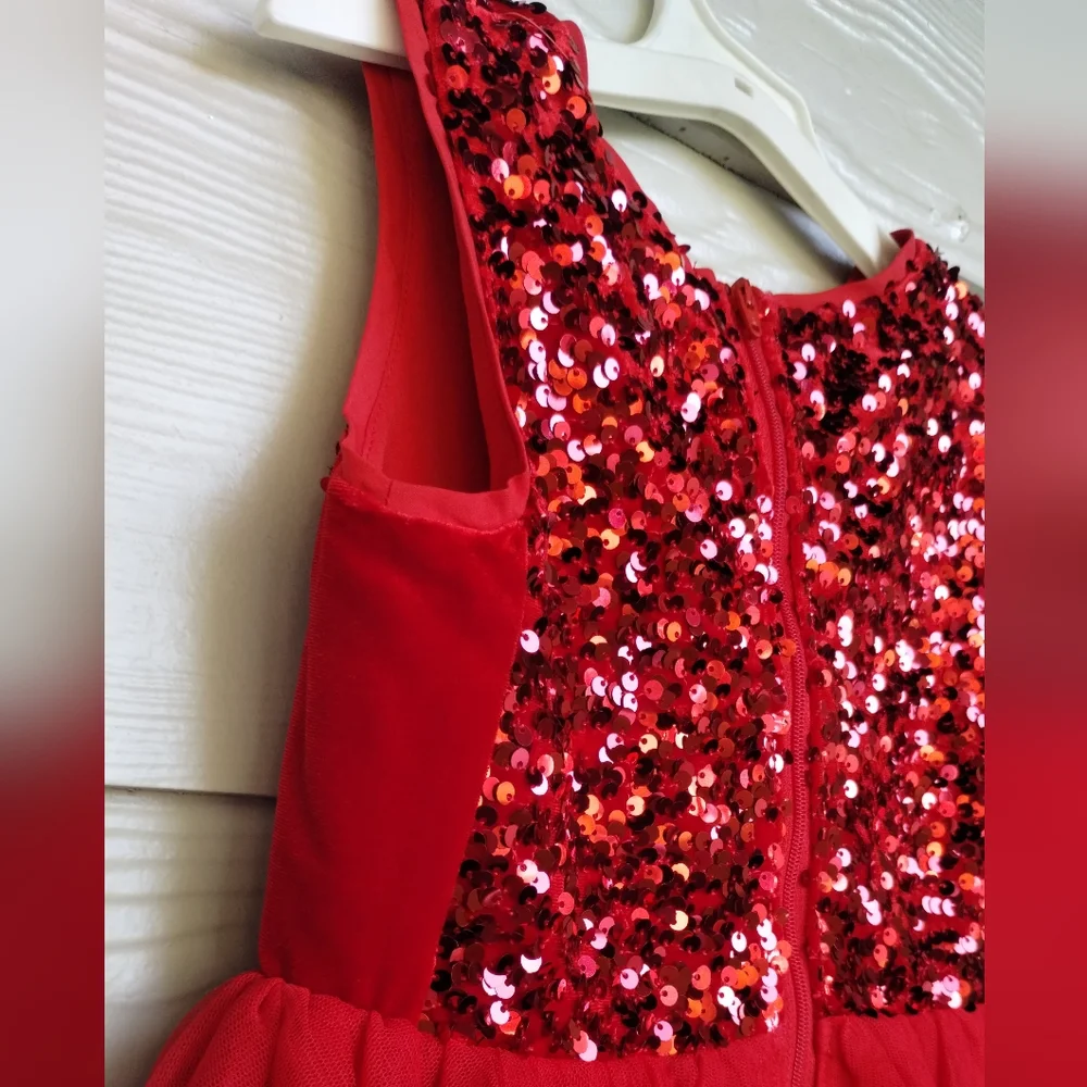 Red Sequin Tulle Party Dress for Girls